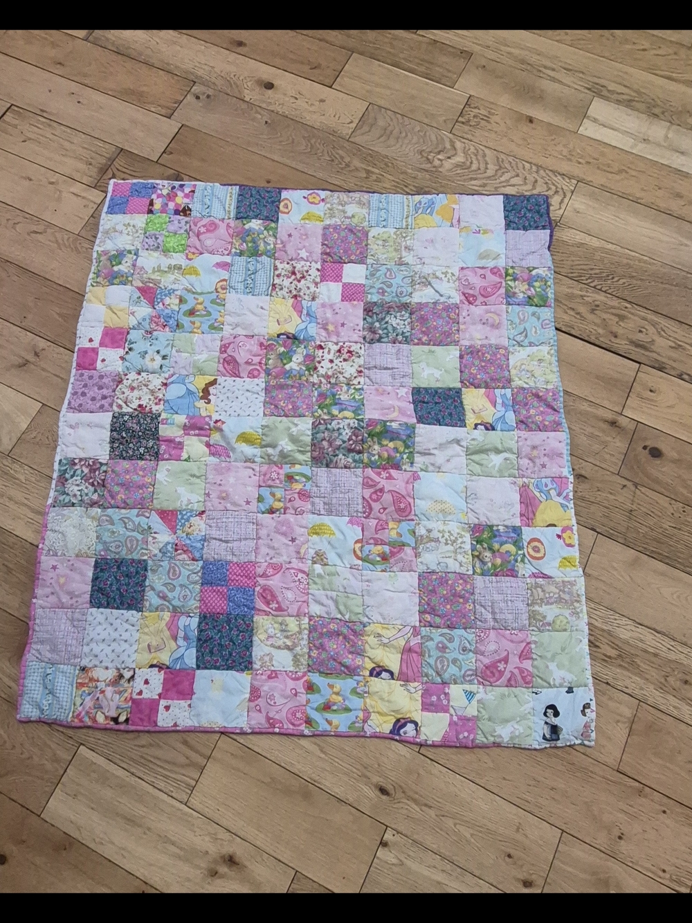 Handmade Princess Patchwork Baby Quilt in Pastel Florals & Prints